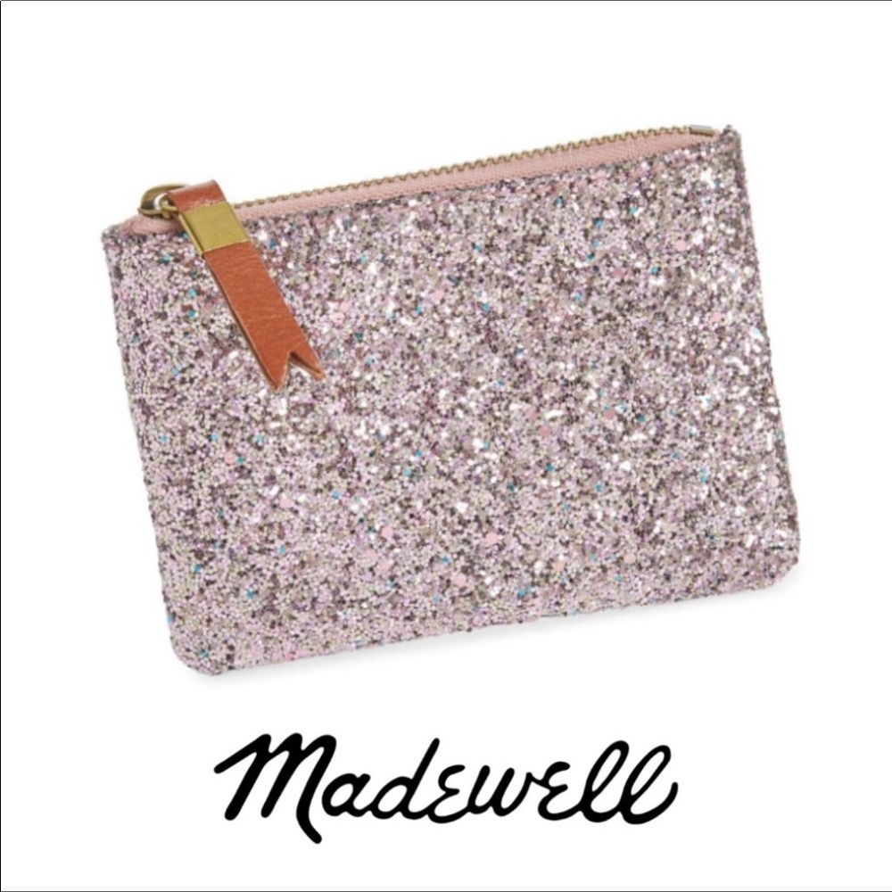 💕NEW Madewell Leather Wallet in Pink Glitter